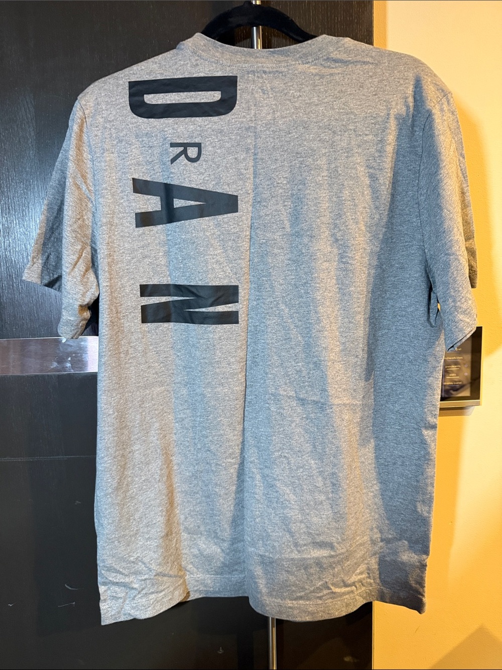 Jordan Men's Heather Gray Tee with Black Vertical Logo - Picture 3 of 3